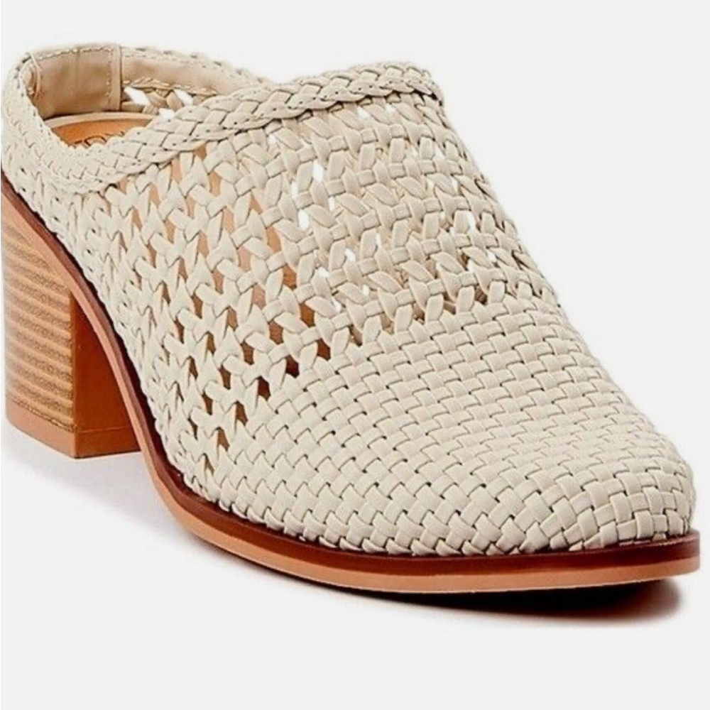Time and Tru Woven Block Heel Mules - Ivory - Womens 8.5
